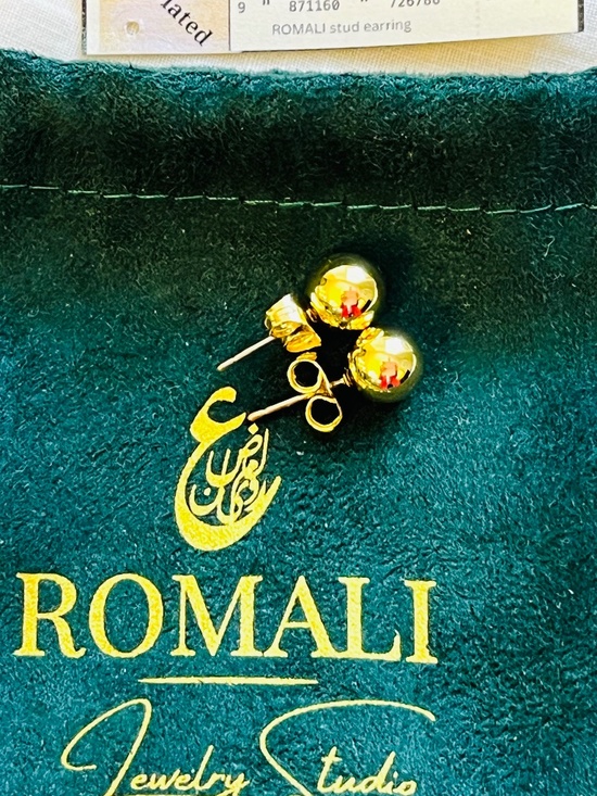 Ball Stud Earrings 18K Gold Plated 6mm - Picture 1 of 8